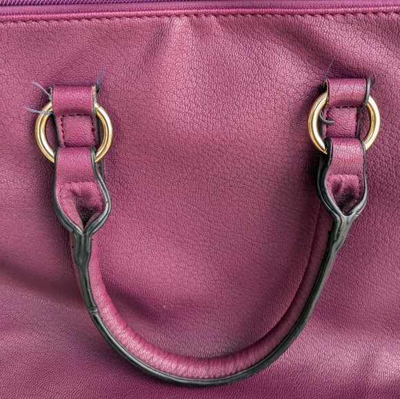 Dot Dash Vegan Leather Satchel Top Handle & Crossbody Strap Purple - Picture 13 of 16